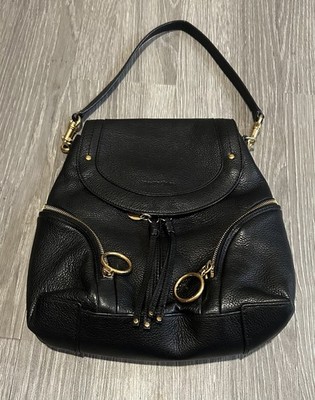 See by Chloe Black Pebble Leather Backpack Top Strap Gold Ex Condition Luxury