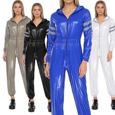 Women Water Resistant Coveralls High Visibility Reflective Strip Hooded Jumpsuit