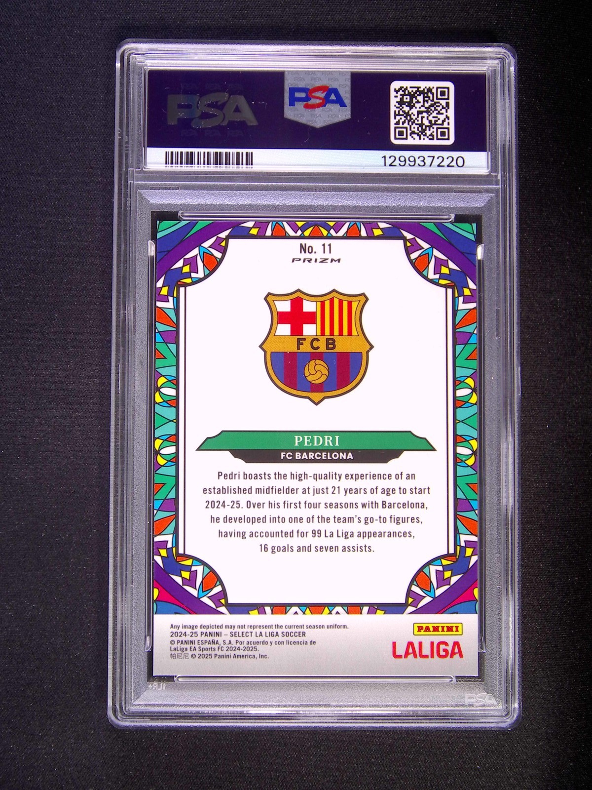 2024-25 Panini Select La Liga Pedri #11 Spain Stained Glass Case Hit SSP PSA 10 view 2