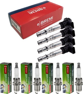 4x BREMI Zündspule + DENSO Zündkerze für Hyundai Genesis Coupe