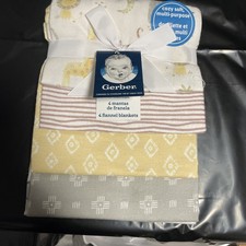 Gerber Baby Blankets Pack of 4 Organic Cotton Flannel Blankets Animal Print New
