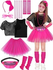 AOTHSO 14 Pieces Girls 80s Outfit Accessories Set Halloween Girls 80s Clothes...