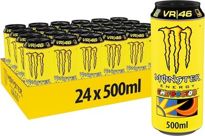 Monster VR/46 Rossi The Doctor Energy Drink Pack of 24 Cans 16.9 fl.oz Each