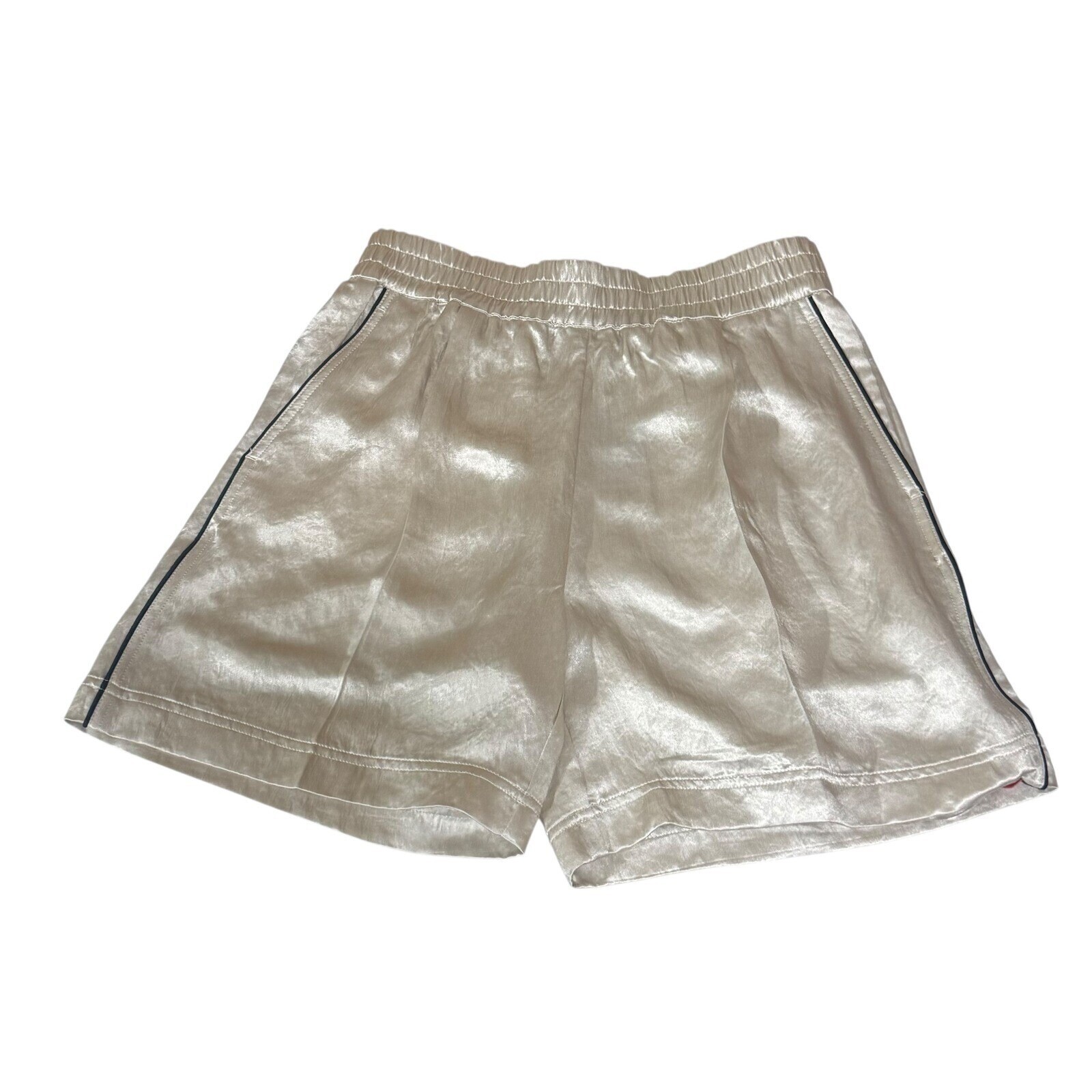 Helmut Lang Women's RRP $325 Crinkle Shorts Ivory Beige Pockets Pullon SZ S