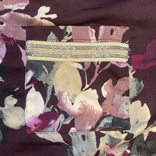 Camicetta Ava & Grace bordeaux floreale manica corta top paillettes taglia L nuova con etichetta - Foto 3 di 9