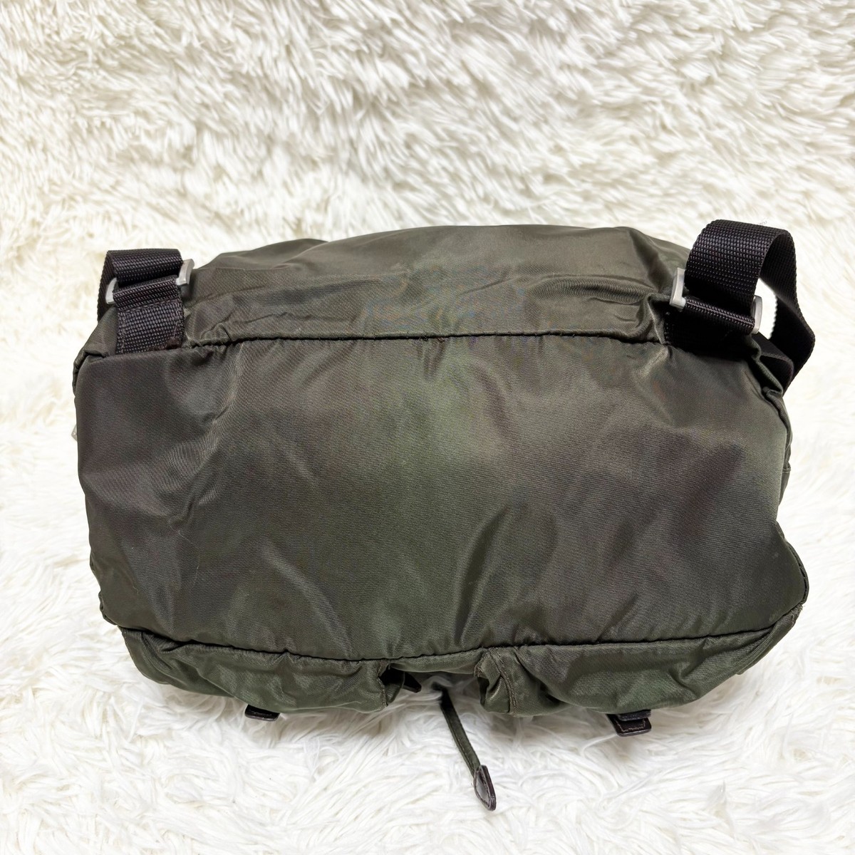PRADA Tessuto Nylon Backpack Khaki Triangle Logo Vintage 
