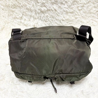 PRADA Tessuto Nylon Backpack Khaki Triangle Logo Vintage Unisex