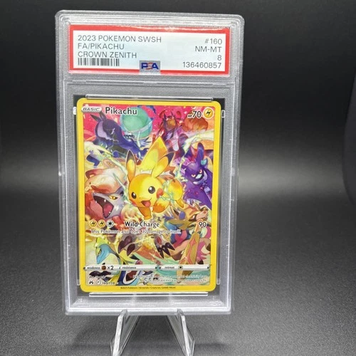 Pokemon Cards PSA 8 Nm-Mt Pikachu Crown Zenith Full Art Swsh 2023 160/159
