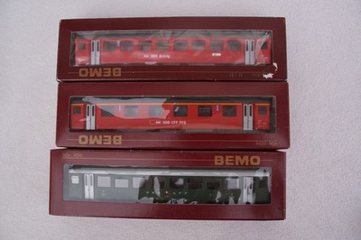 Bemo Brünigbahn Personenwagen B710, B553-1 u A201 rot