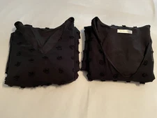 2 Kirundo Dresses Black  w/ Puffy Polka  Dots 1 Short & 1 Long Sleeves S/M
