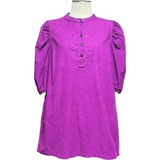 Gap Corduroy Popover Puffy 3/4 Sleeve Dress Purple Large Petite