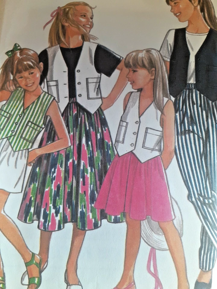 New Look 6147 Waistcoat Vest Skirt Pants Shorts Sewing Pattern Girls 4-12 UC - Image 2 of 4
