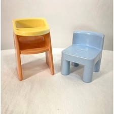 VTG Mini Little Tikes Dollhouse Toy Furniture High Chair Blue Chair Replacement