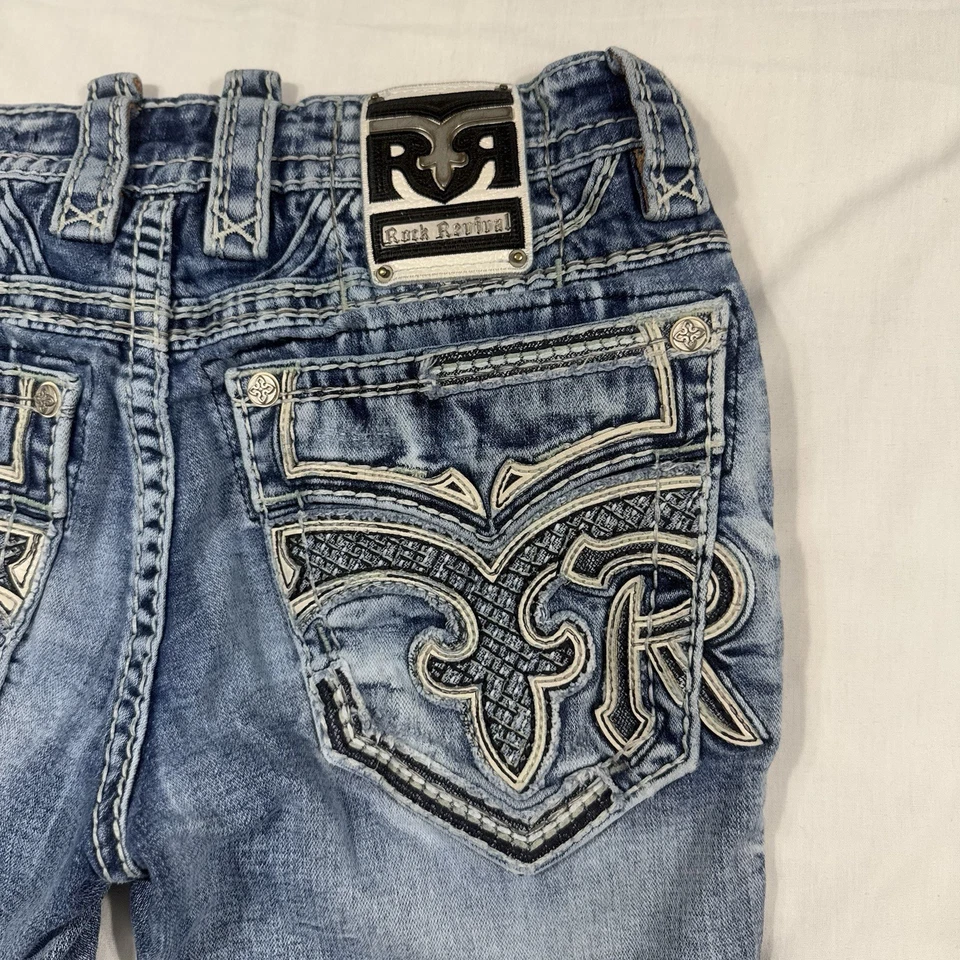 Pantalones de mezclilla Rock Revival Jorge Boot para hombre talla 30x31 lavado medio desteñido azul *LEER* Foto 2 de 4