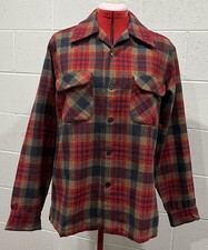 Vintage 1970s 1980s Pendleton Plaid Wool Shirt Jacket Medium USA