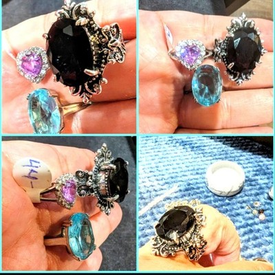 Jewelry holder .925 Sterling Silver Rings New York Gold Hello Kitty Lot of 22