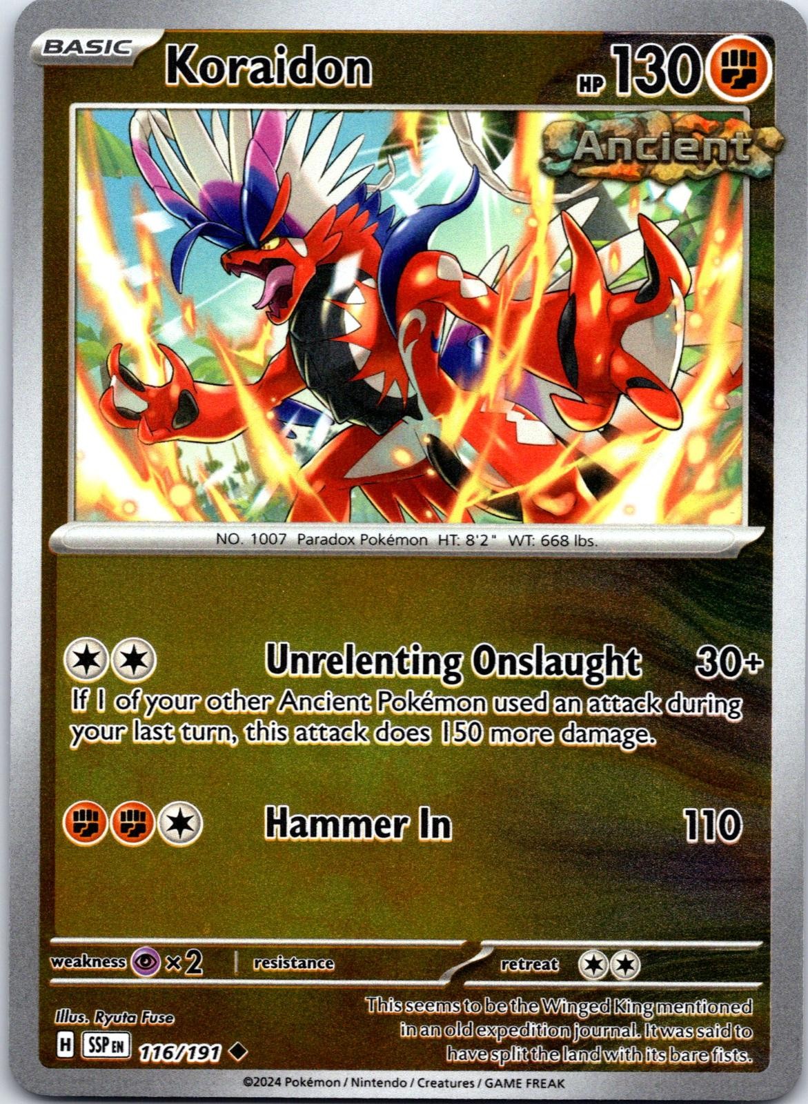 Koraidon 116/191 Uncommon Surging Sparks Pokemon Reverse Holo NM