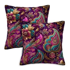 Bohemian Throw Pillow Covers 18x18 Set of 2 18" x 18" Pack of 2 Boho Paisley