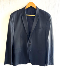 VERSACE COLLECTION Black Wool Blend 2-Button Blazer Suit Jacket Lined Size EU 58