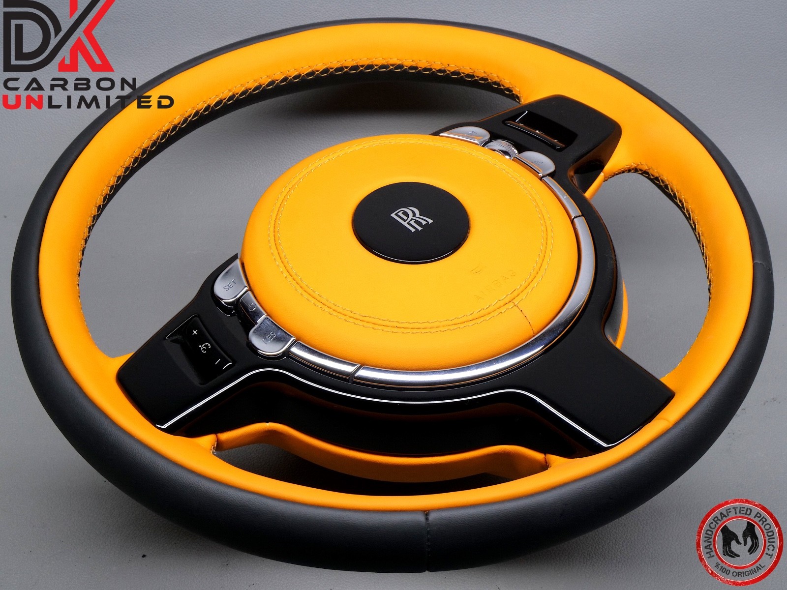 Rolls Royce Dawn Wraith Thick Rimmed 2 Tone Black & Mandarin Napa Steering Wheel