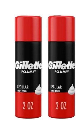 Gillette FOAMY Regular Shave Foam Cream 2 oz Travel Size 2 Pack