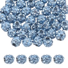 100 Pcs 4mm Light Blue Rhinestone Polymer Fancy Beads for DIY Jewelry Making
