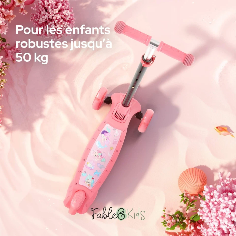 FableKids Trottinette Kick Roller cityroller enfants à partir de 3 ans flamant - Photo 4/4
