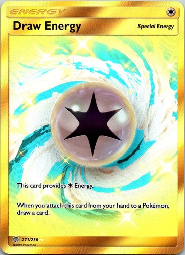 Draw Energy 271/236 Secret Rare Cosmic Eclipse Pokemon Holo Near Mint