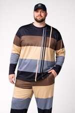 Men's Colorblock Tracksuit XXL Polyester 2 Piece Set Long Sleeve
