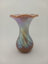 Alum Glass Iridescent Pink Purple Blue Vase- 18cm Tall