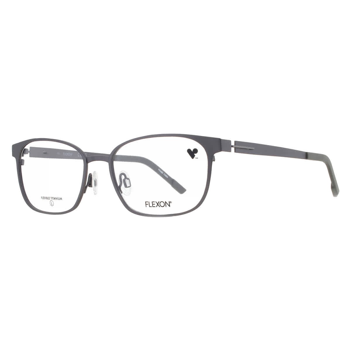 Flexon Demo With Dark Grey Magnetic Clip-On Rectangular Unisex Eyeglasses 10590₽
