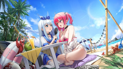 Anime girls reflection netcar smiling nature blue eyes Custom Gaming Mat Desk