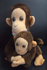 S.3 Vintage * Affe Mama + Baby * Plüsch Figur Stofftier Kuscheltier
