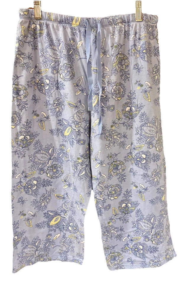 JOCKEY Juego de Dormir Pijama Verde y Azul Floral Mezcla de Algodón Longitud Capri - Pequeño Foto 3 de 4