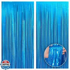 Katchon, Iridescent Blue Backdrop Curtain - 3.2x8 Feet, Pack of 2 | Iridescen