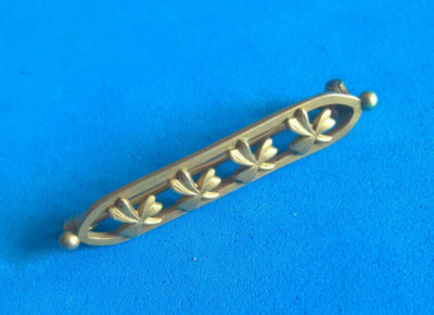 Broche Ancienne En Plaqué Or Avec Perle En Verre Noire - Bijou Vintage Occasion