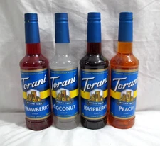 Torani Sugar Free Syrup 4 Pack - Coconut, Strawberry, Peach, Raspberry - NEW!