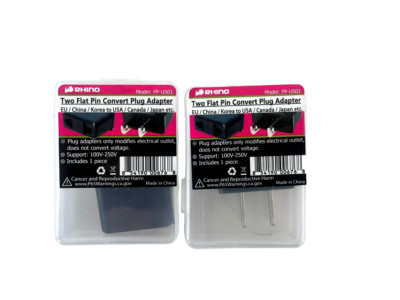 US PLUG ADAPTER TRAVEL POWER PLUG ADAPTER 2 Flat Pin EUROPE to US *LOT OF 2*