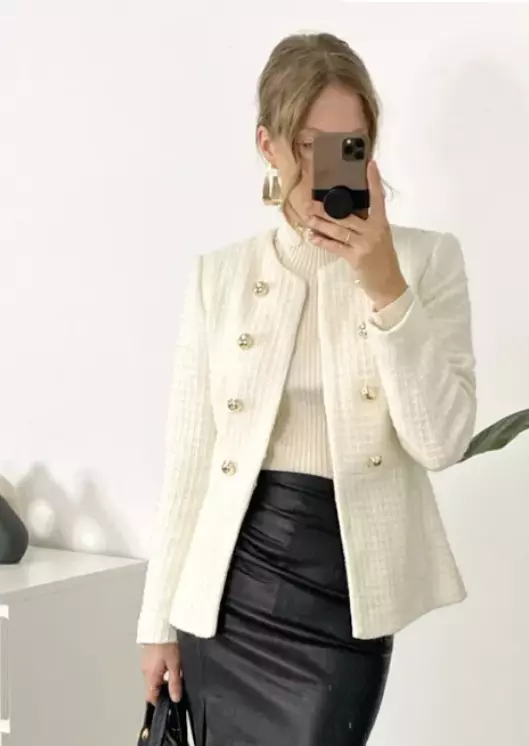 Zara tweed top jacket with buttons