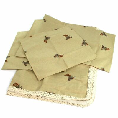 Rechteckige Tischdecke 180x140cm + 4 Stoffservietten Schwarz Ingwer Giraffe Tier