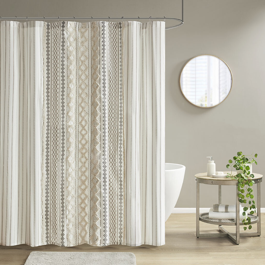 Cotton Chenille Printed Shower Curtain with Elegant Design