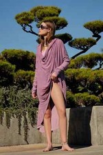 Free People Heartbreaker Hoodie V Neck Thumbholes Oversized Hi Low Midi Dress S