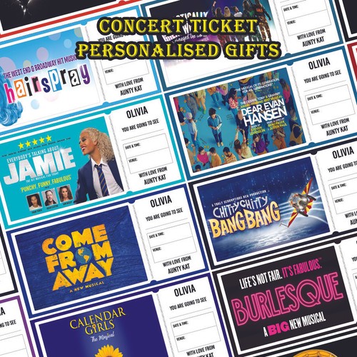 Concert Tickets Gift Personalised Birthday You Are Going To See Gift Ticket Tour - Picture 1 of 48