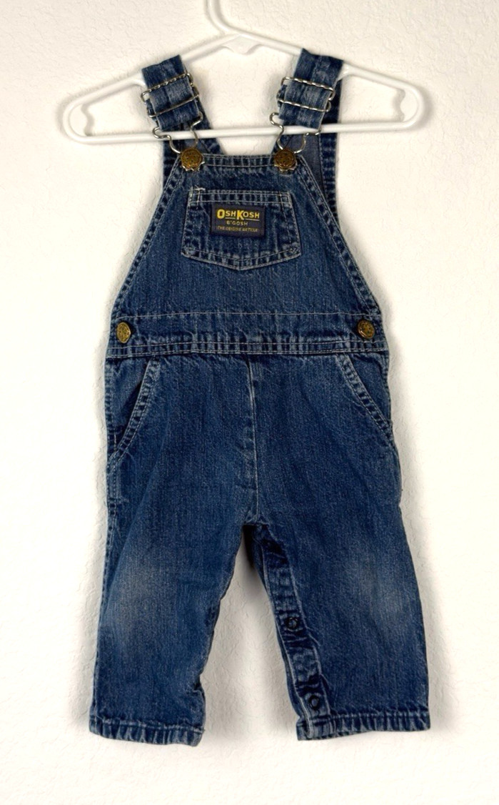 VTG OshKosh B’Gosh Vestbak Overalls Made USA Baby Kids 6–9 Months Denim