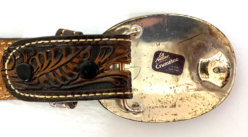 Crumrine Jewelers Buckle Western Tooled Full Grain Cow Hide Leather Belt 30 - Picture 7 of 8