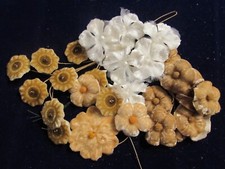 Vtg Millinery Flower Collection All Velvet Ivory Brown Melon 1-2" German H5050