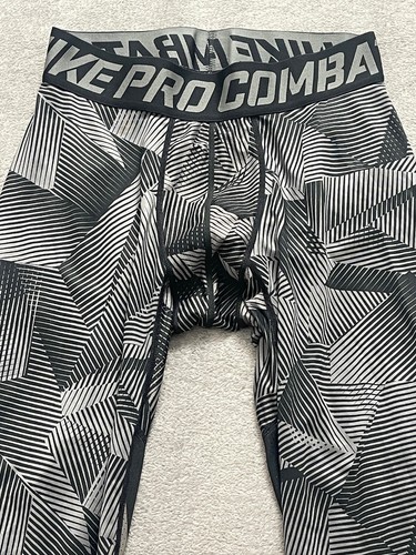 Nike Pro Combat Compression Pants Boys Large Gray Athletic Skinny Cropped 28x21 - Picture 2 of 9