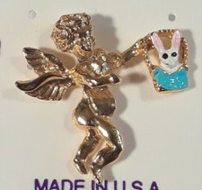 Easter Guardian Angel Holding Easter Basket Lapel Pin Made in USA By OSC NEW