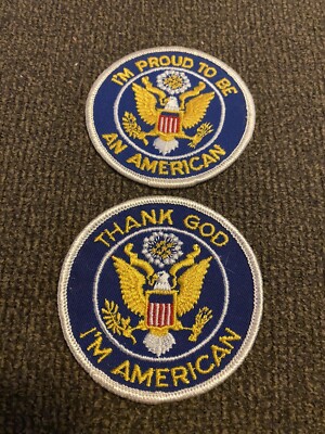 VTG  Proud To Be And Thank God I m American Sew On Patches