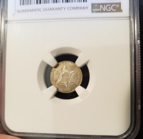 1861 3c Silver - NGC AU Details - pretty coin - Picture 4 of 4